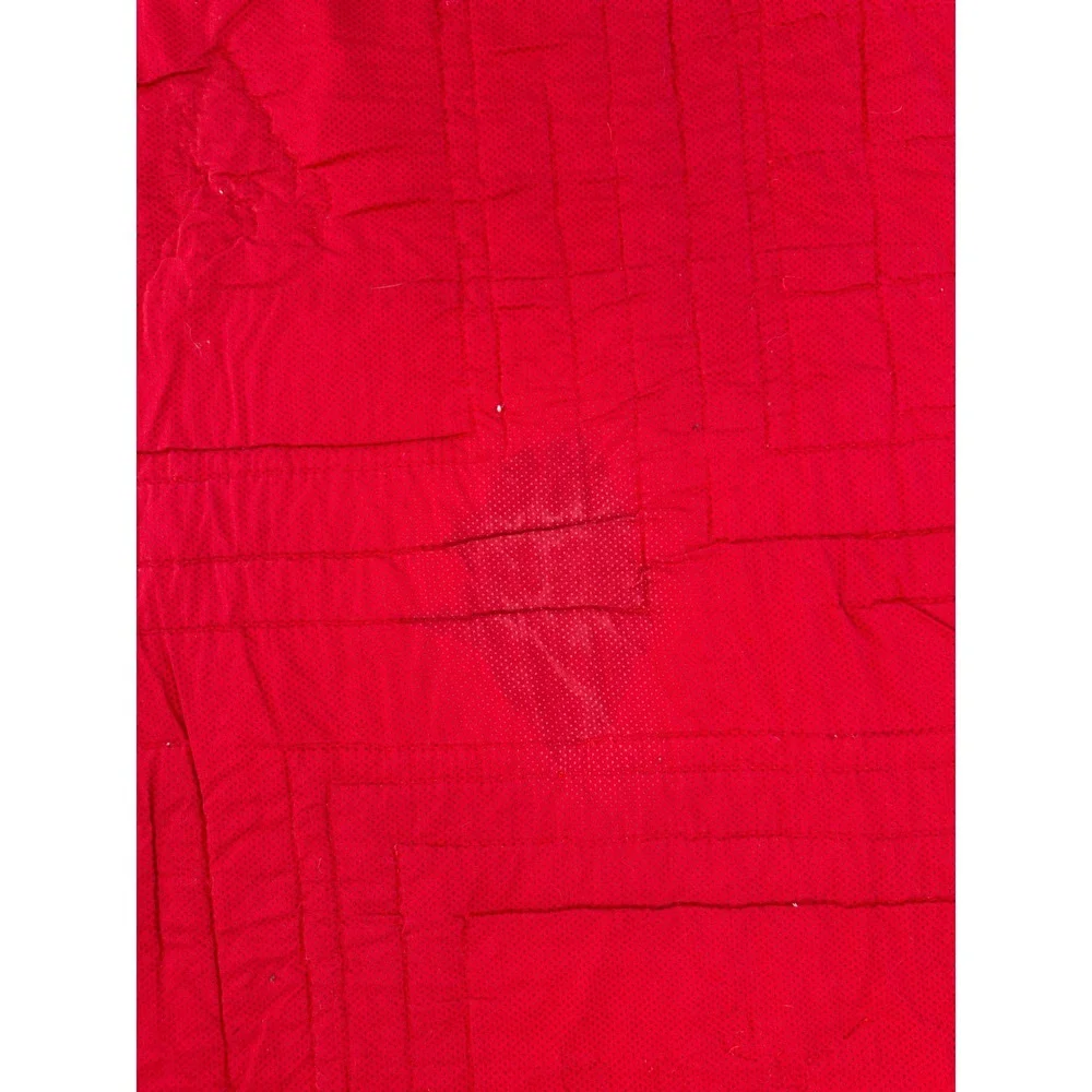 Vintage Cottage Christmas Patchwork Quilt Santa Claus Holiday Lace Trim‎ 72x49